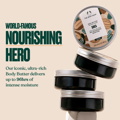 The Body Shop Shea Body Butter creamy texture delivers luxurious, non-greasy hydration.