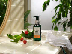 The Body Shop Vitamin C Glow-Revealing Liquid Peel texture swirls into soft noodles for gentle exfoliation.