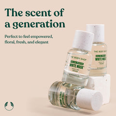The Body Shop White Musk EDT glass texture close-up highlights soft, mature glass with a tidy finish.