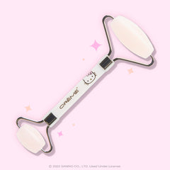 The Crème Shop Hello Kitty Love Quartz Roller rolled under-eye, promotes relaxation and reduces puffiness.
