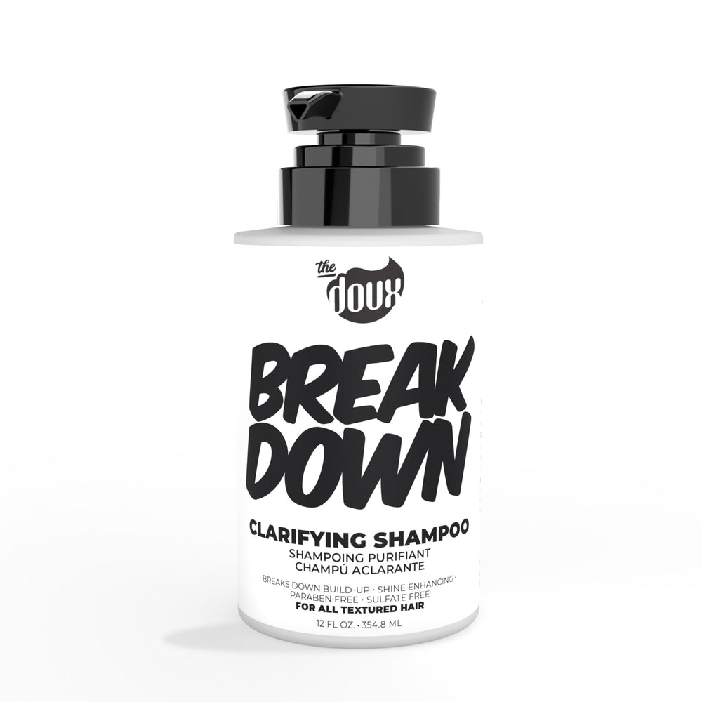 The Doux BREAKDOWN bottle front view—clarifying cleanse for curls.