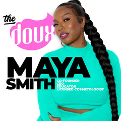 The Doux Supersonic Honey Condish leave-in application delivering frizz control and shine