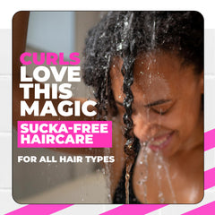 The Doux WE WANT EASY curls close-up highlights moisture and curl definition.