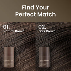 The Face Shop Quick Hair Puff natural brown applying on thinning hairline.