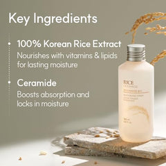 The Face Shop Rice Ceramide texture close-up shows smooth, gentle application