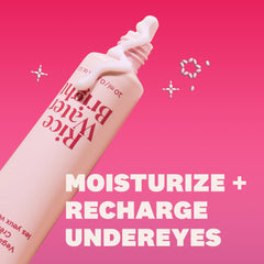 The Face Shop Rice Water Bright Eye Cream ingredients graphic showing rice extract and niacinamide