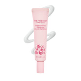 The Face Shop Rice Water Bright Eye Cream tube closeup highlighting its hydrating formula