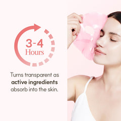 The Face Shop Rose PDRN Mask hydrogel sheet becomes translucent during absorption.