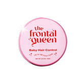 The Frontal Queen baby hair control gel jar closeup for smooth, moisturized edges.