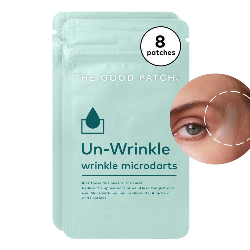 The Good Patch Un-Wrinkle microdart patches in resealable pouch for targeted hydration