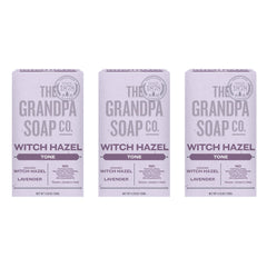 The Grandpa Soap Company Witch Hazel Bar Lavender pour for soothing cleansing and gentle toning.