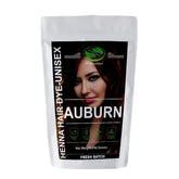 The Henna Guys Auburn hair dye pack showing natural color options for hair