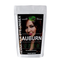 The Henna Guys Auburn hair dye pack showing natural color options for hair
