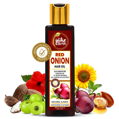The Indie Earth Red Onion Oil bottle pour for easy scalp nourishment