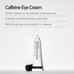 The INKEY List Caffeine Eye Cream Duo close-up tube highlights caffeine hydration for puffiness reduction.