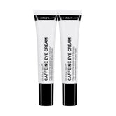 The INKEY List Caffeine Eye Cream Duo pack shot promotes refreshed under-eye appearance for makeup days.