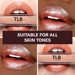 The Lip Bar Goddess gloss swatch of golden bronze highlights a sheer, high-shine finish.