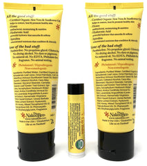 The Naked Bee orange blossom lip balm showcases smooth application and lip protection.