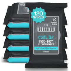 The Nobleman wipes face application demonstrates quick cleanse after workouts.