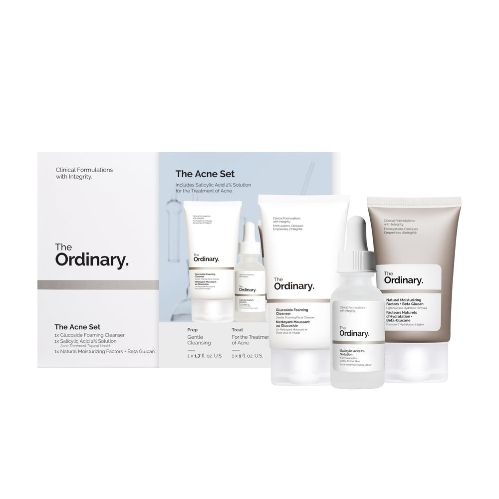 The Ordinary Acne Set Glucoside Foaming Cleanser gently cleanses impurities for sensitive skin