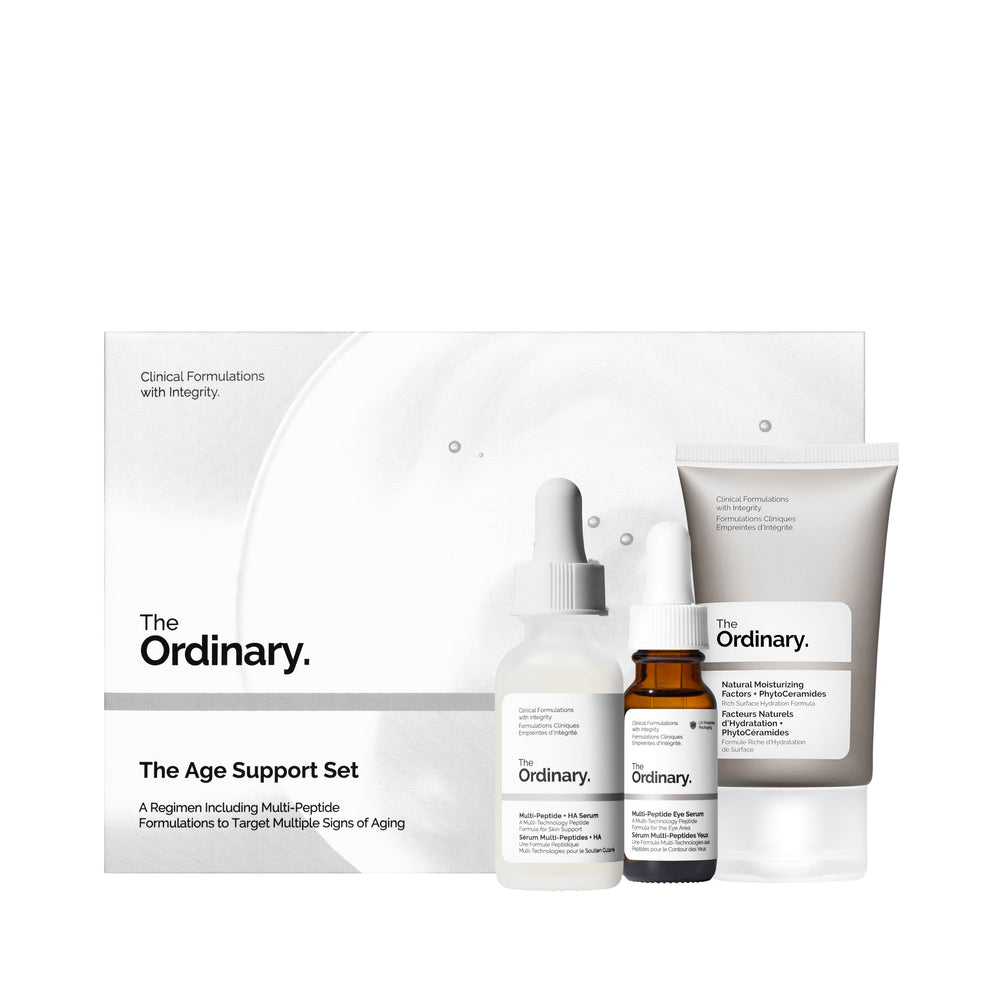 The Ordinary Age Support Set front view showing the complete three-step routine.