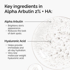 Alpha Arbutin 2% + HA dropper releasing serum for brightening and dark spots.