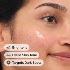 Close-up of skin after applying The Ordinary Alpha Arbutin 2% + HA showing radiance.