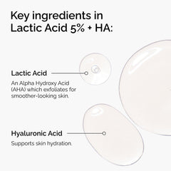 The Ordinary Lactic Acid 5% + HA texture swirl demonstrates brightening and even tone.