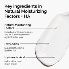 The Ordinary Natural Moisturizing Factors HA cream swirl demonstrates quick absorption.