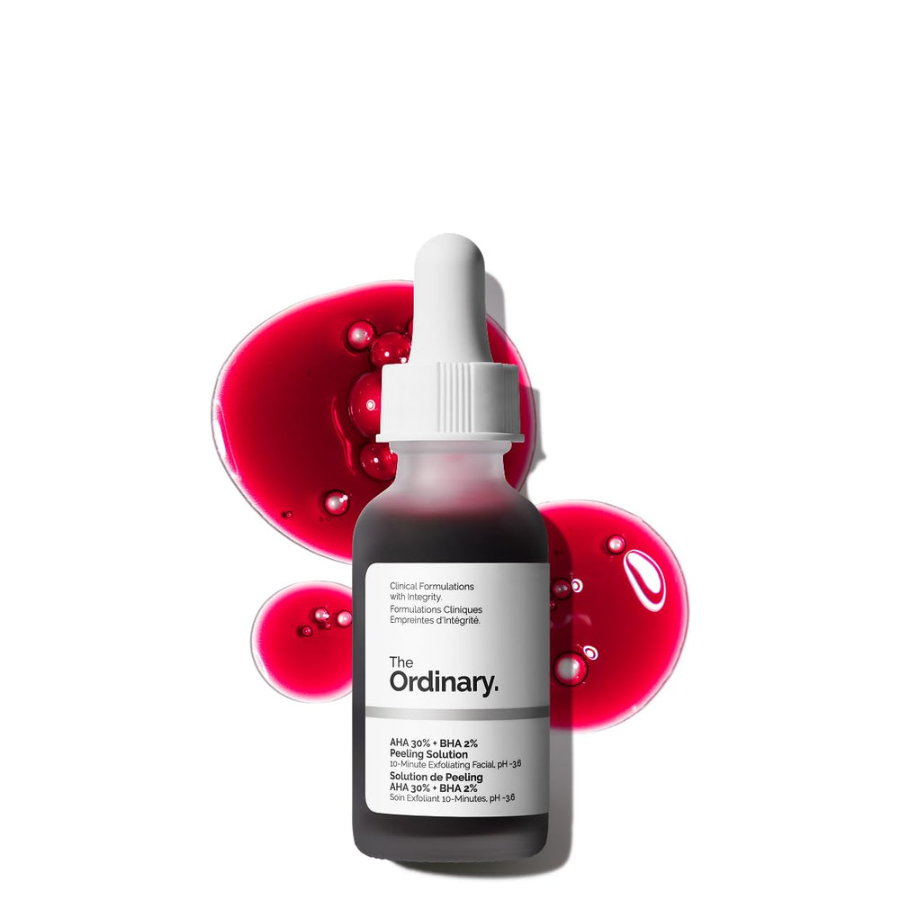 The Ordinary Peeling Solution bottle for at-home exfoliation.
