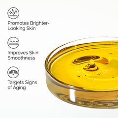 The Ordinary Resveratrol Ferulic Acid serum texture swirl showing oil-like consistency.