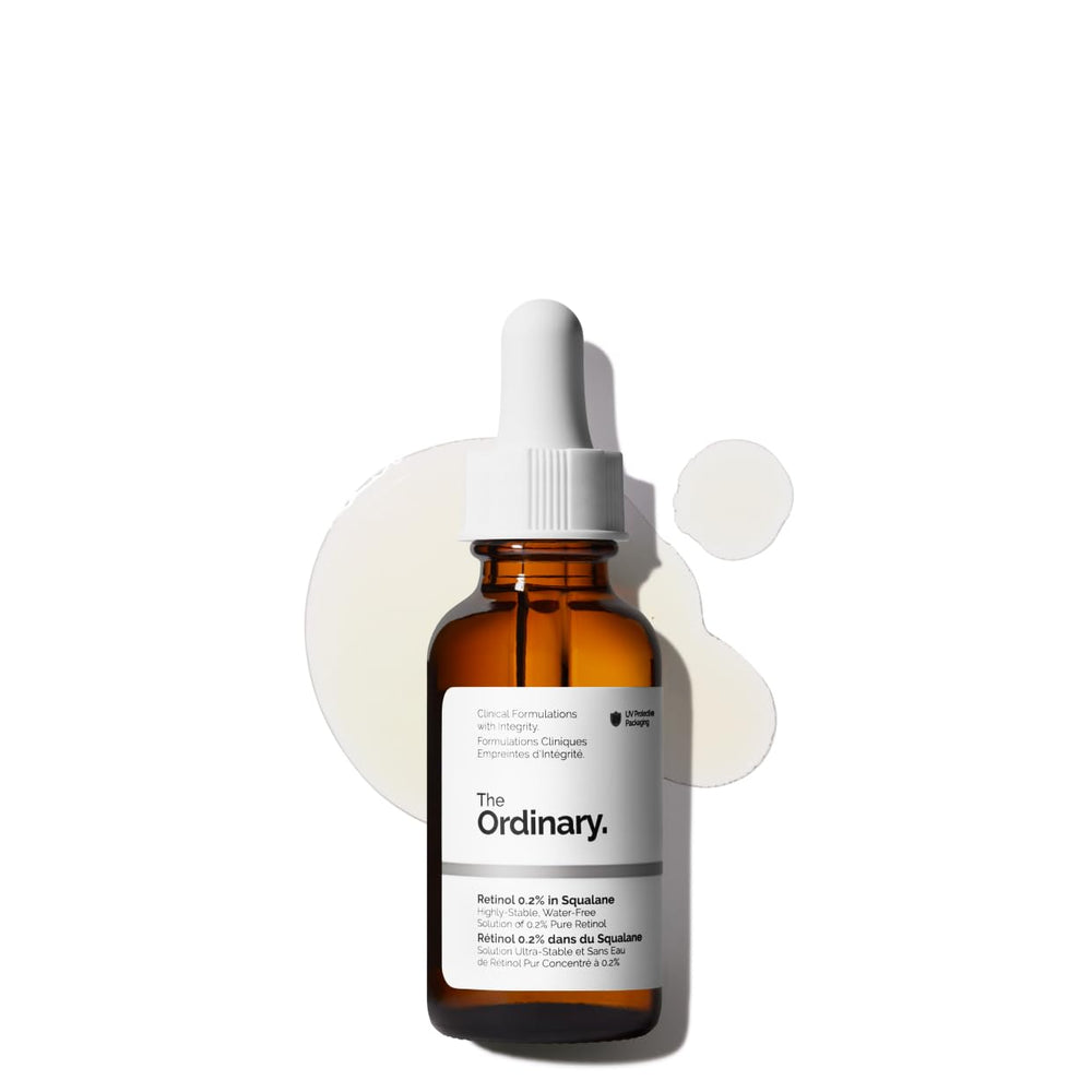The Ordinary Retinol 0.2% in Squalane bottle pouring for nightly use