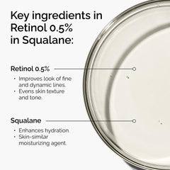The Ordinary Retinol 0.5% in Squalane droplet on skin highlights hydration and texture refinement