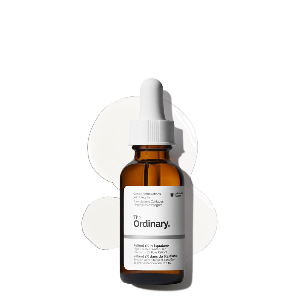 The Ordinary Retinol 1% in Squalane bottle shown for anti-aging use.