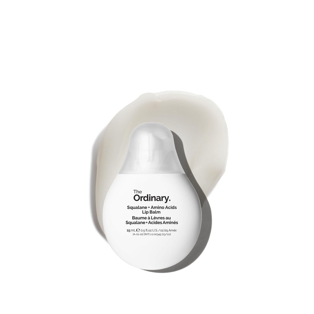 The Ordinary Squalane + Amino Acids Lip Balm jar delivering lip hydration.