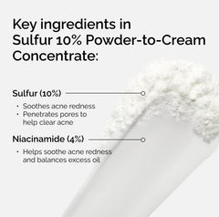 The Ordinary sulfur 10% applied on skin for discreet spot treatment.