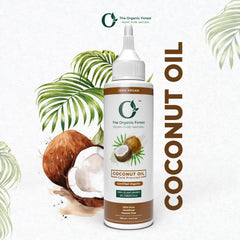 The Organic Forest coconut oil pour—easy texture for hair conditioning