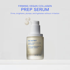 The Outset firming vegan collagen serum with pump shows easy, everyday application.
