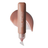 The Outset Lip Oasis Glossy Treatment bottle with applicator showing hydration and shine.