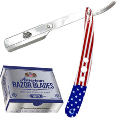The Shave Factory American Razor Blades steel body shines, suggesting reliable edge retention.