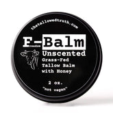 The Tallowed Truth F-Balm Tallow jar closeup for daily skin hydration.