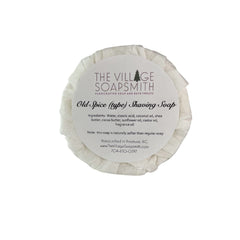 The Village Soapsmith Old Spice shaving soap bar ready for rich lather