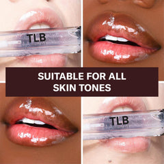 The Lip Bar minimalist clear gloss swatch delivers a sheer wash of shine.