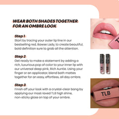The Lip Bar packaging highlights the compact mini size for on-the-go touch-ups