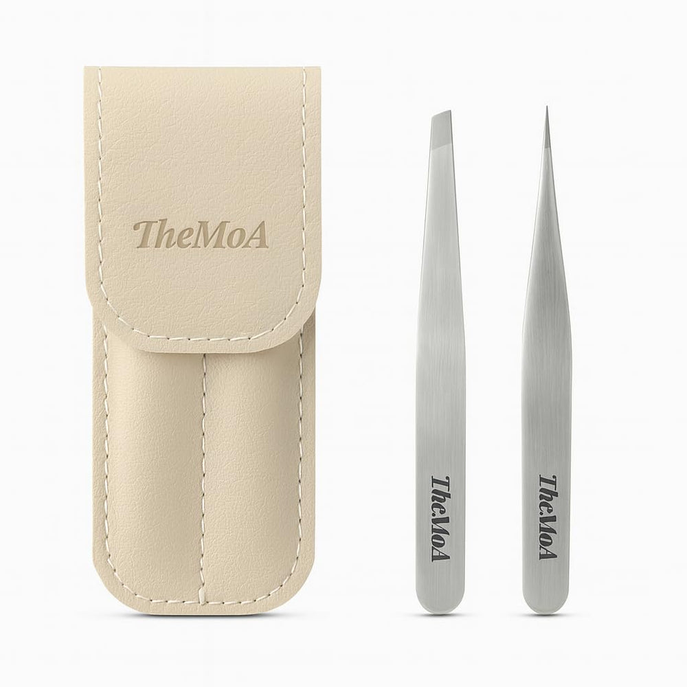 THEMOA precision tweezers pointed tip close-up for precise brow shaping