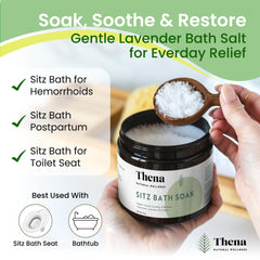 THENA Sitz Bath Soak lavender aroma for calming bath rituals.