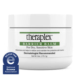 Theraplex Skin Barrier Balm tube closeup—creamy texture for daily moisture.