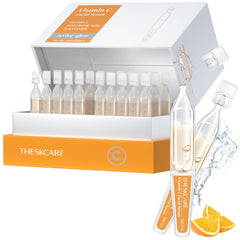 THESKCARE Vitamin C Serum ampoule being opened for brightening and hydration