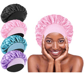 Theyakmer silk bonnet pink-packaging highlights the four-color set for versatile sleeping protection.