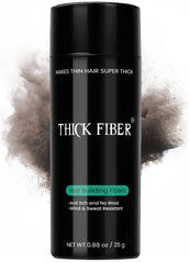 THICK FIBER bottle closeup in dark brown shade for natural color match.